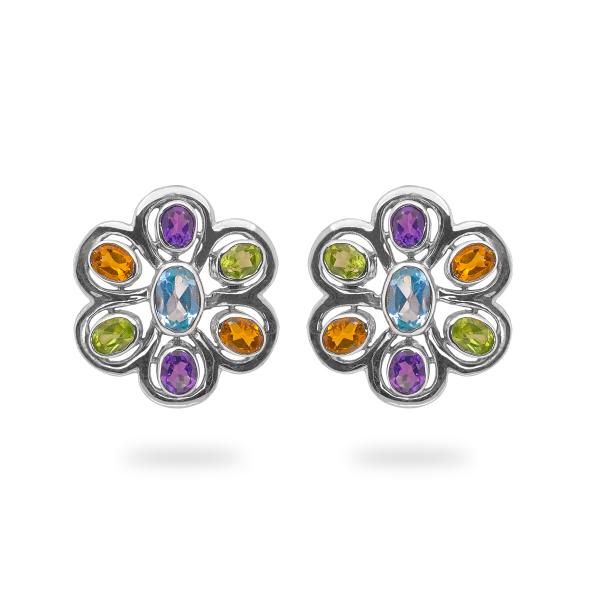 Boucles d'oreilles topaze, amethyste argent Daisy